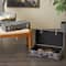 Black Fabric Woven Storage Decorative Trunk with Silver Latches & Buckles Set